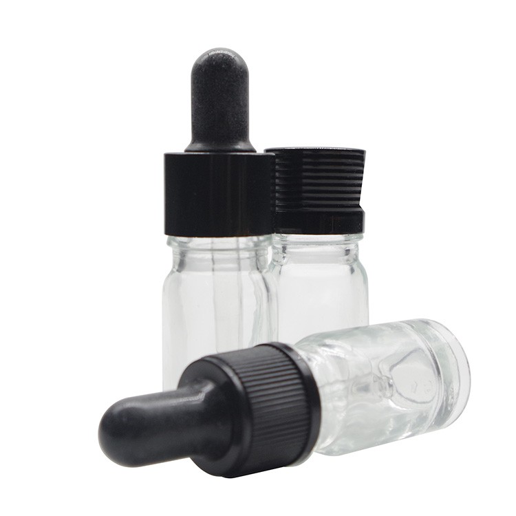 5ml Clear Round Glass Dropper Bottles For Essential Oils